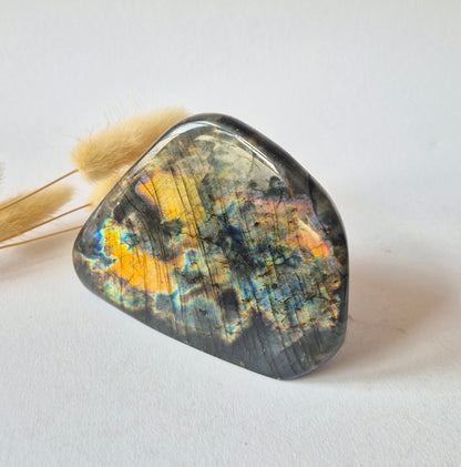 Premium Rainbow Labradorite Freeform 330g – High Flash Madagascar Labradoriet – One of a Kind Crystal