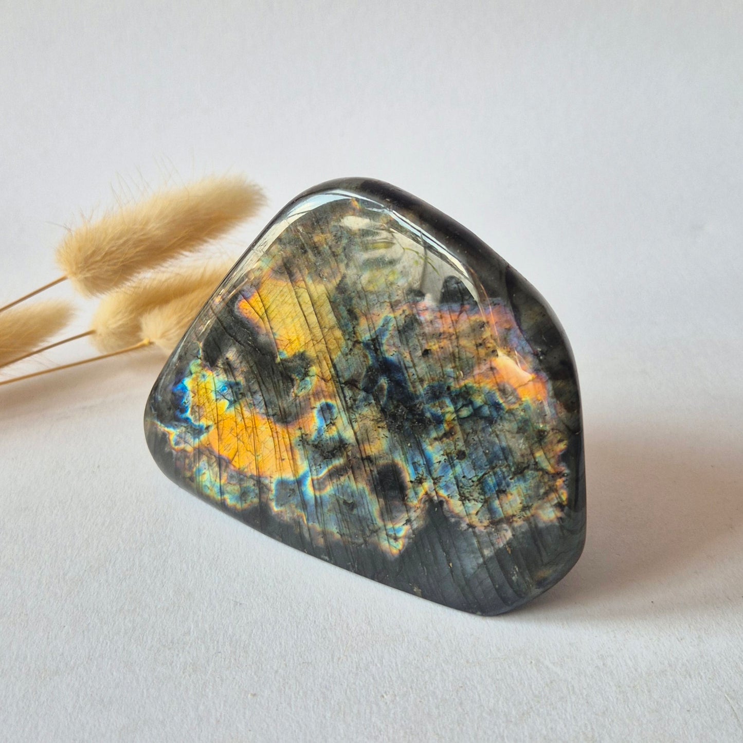 Premium Rainbow Labradorite Freeform 330g – High Flash Madagascar Labradoriet – One of a Kind Crystal