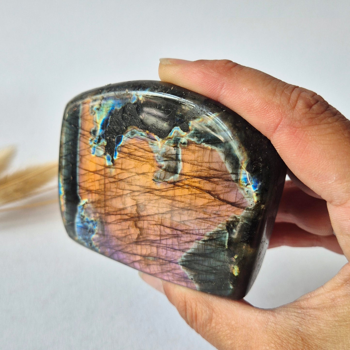 Premium Rainbow Labradorite Freeform 275g – High Flash Madagascar Labradoriet – One of a Kind Crystal