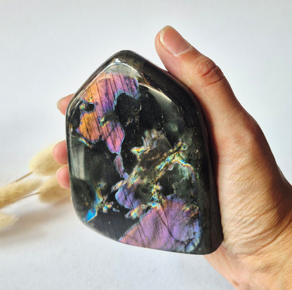 Premium Rainbow Labradorite Freeform 444g – High Flash Madagascar Labradoriet – One of a Kind Crystal