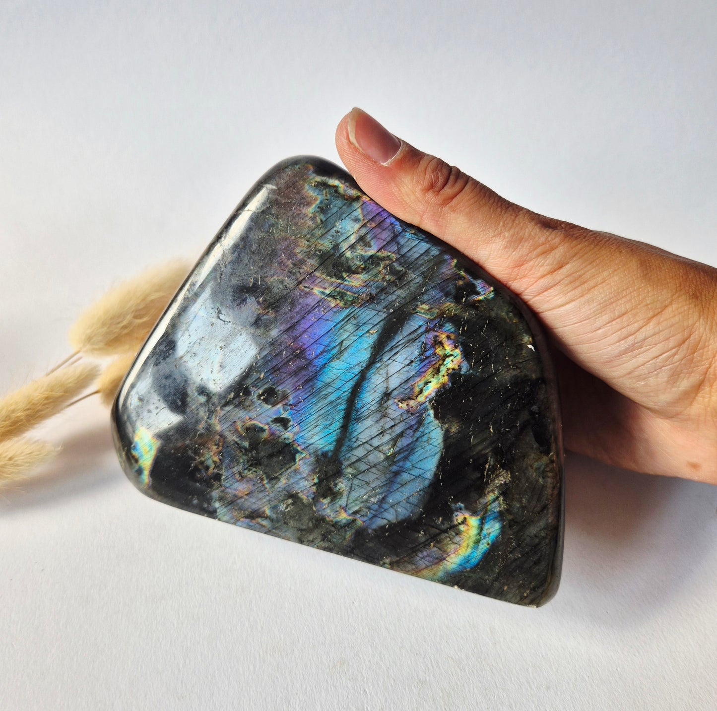 Premium Rainbow Labradorite Freeform 952g – High Flash Madagascar Labradoriet – One of a Kind Crystal