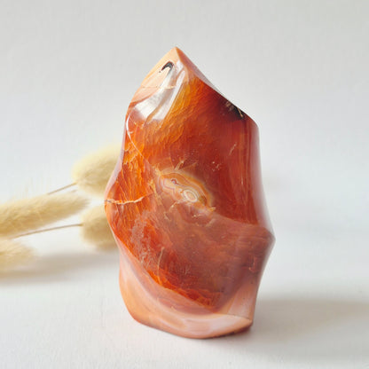 Gemstone Carnelian Druzy Heart on Stand #1 124g – Passion, Power &amp; Sparkling Energy