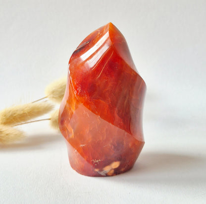 Gemstone Carnelian Druzy Heart on Stand #1 124g – Passion, Power &amp; Sparkling Energy