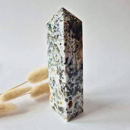 Oceaan Jaspis Toren 318 gram – Unieke Edelsteen met Druzy