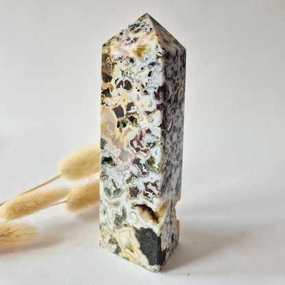 Oceaan Jaspis Toren 318 gram – Unieke Edelsteen met Druzy