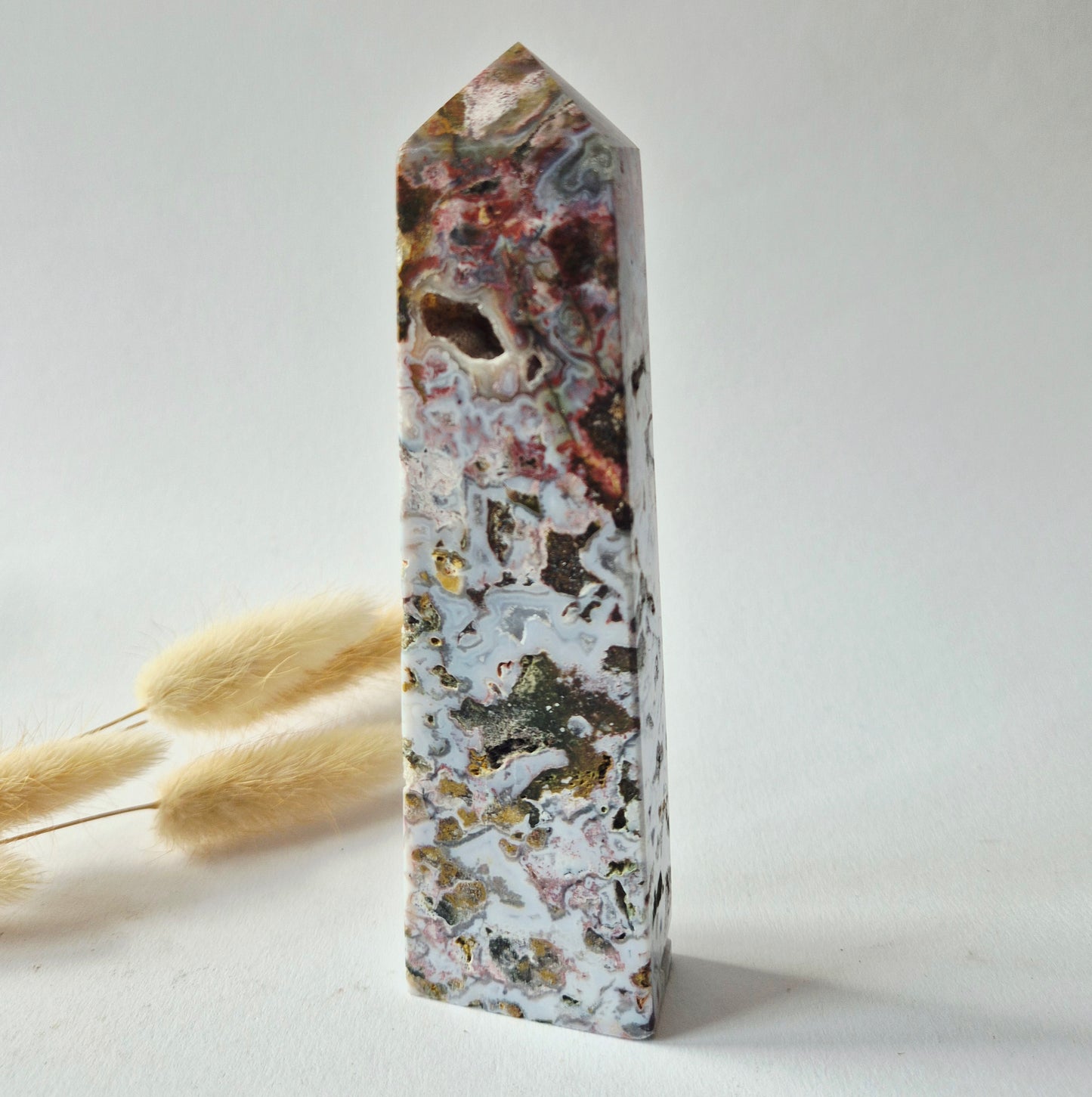 Oceaan Jaspis Toren 237 gram – Unieke Edelsteen met Druzy