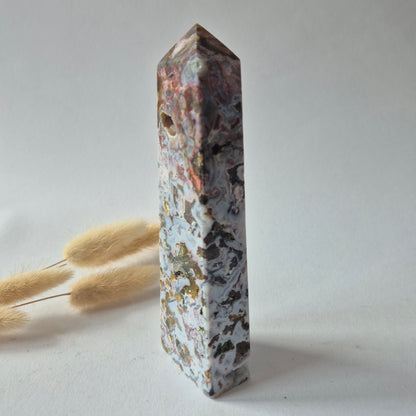 Oceaan Jaspis Toren 237 gram – Unieke Edelsteen met Druzy