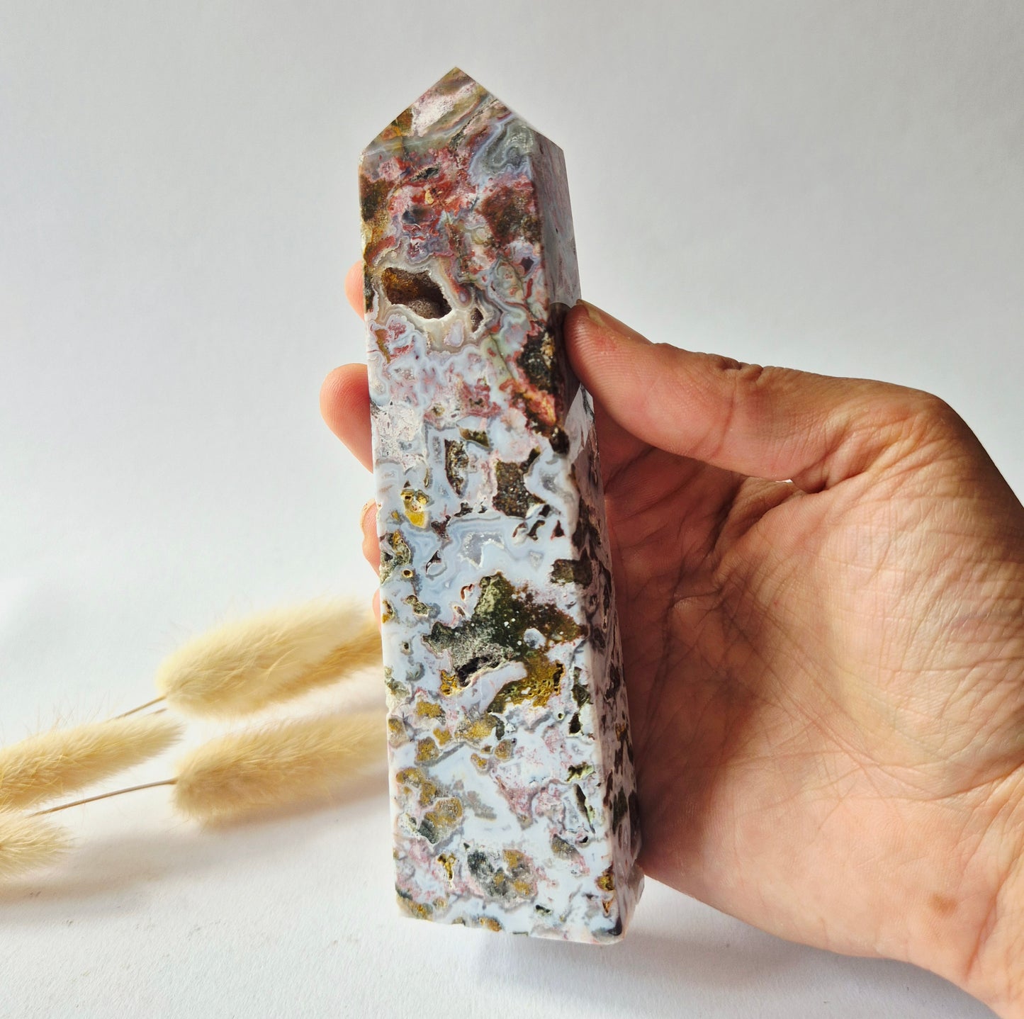 Oceaan Jaspis Toren 237 gram – Unieke Edelsteen met Druzy