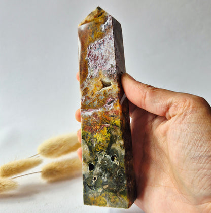 Oceaan Jaspis Toren 228 gram – Unieke Edelsteen met Druzy