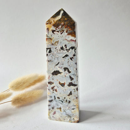Oceaan Jaspis Toren 313 gram – Unieke Edelsteen met Druzy