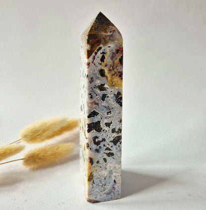 Oceaan Jaspis Toren 313 gram – Unieke Edelsteen met Druzy