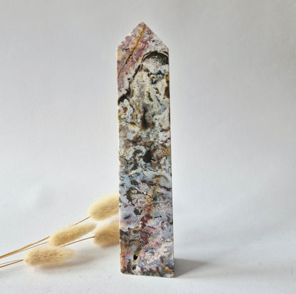 Oceaan Jaspis Toren 449 gram – Unieke Edelsteen met Druzy