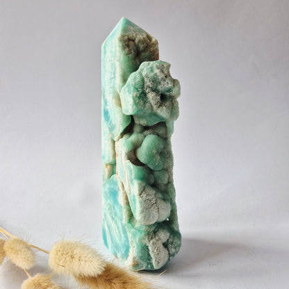 Grote Druzy Hemimorphite XL Toren 726g  – Uniek Edelsteen natuurkunstwerk