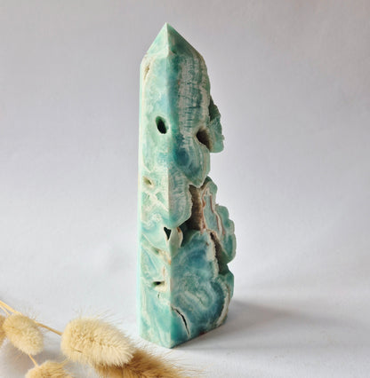 Grote Druzy Hemimorphite XL Toren 726g  – Uniek Edelsteen natuurkunstwerk