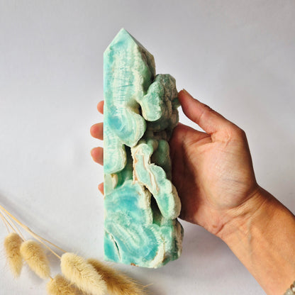 Grote Druzy Hemimorphite XL Toren 726g  – Uniek Edelsteen natuurkunstwerk