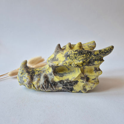 XXL Unieke Serpentijn Edelsteen Drakenschedel 1150g – 17 cm