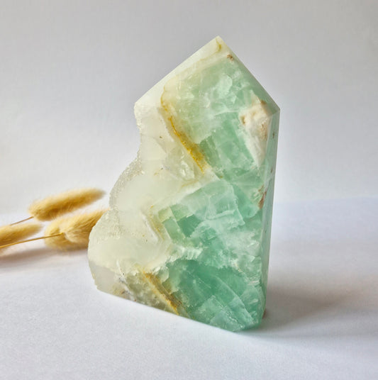 Groene Fluoriet Punt – Ruw & Gepolijst | Uniek Druzy Stuk 620gram
