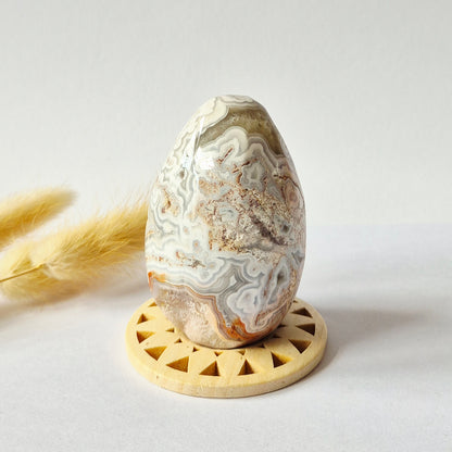 Druzy Mexican Crazy Lace Agaat Ei 200gr - Edelsteen Carving
