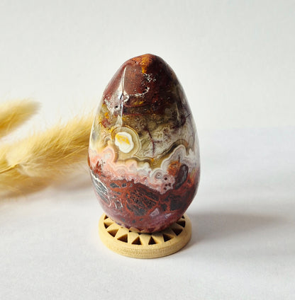 Druzy Mexican Crazy Lace Agaat Ei 130gr - Edelsteen Carving