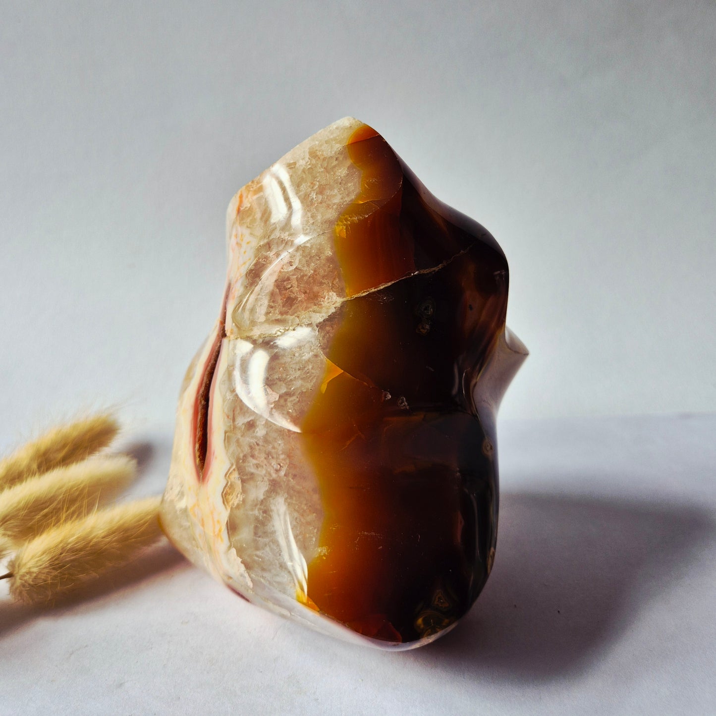 Edelstein Karneol Druzy Herz auf Ständer Nr. 1 124 g – Leidenschaft, Kraft &amp; funkelnde Energie