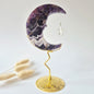 XL Gemstone Moss Agate Moon on Stand (Druzy &amp; Patterns) #158 - 400g 12,7cm