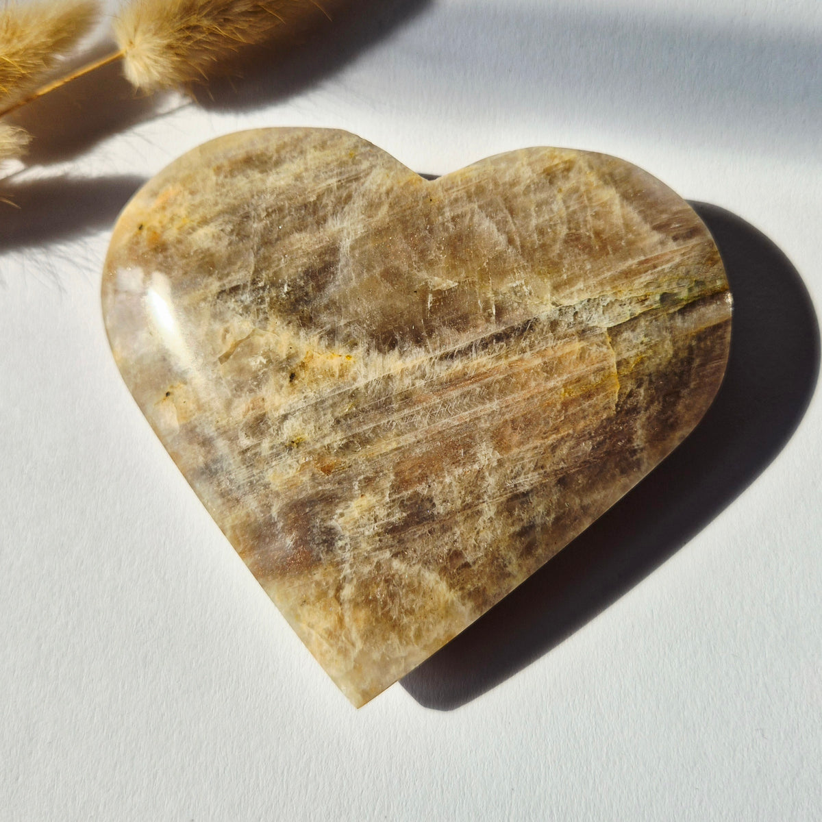 XL Flashy Blauwe Maansteen Hart – 339 gram Edelsteen Moonstone