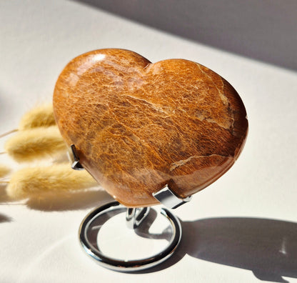 Peach Moonstone Edelsteen Hart | 215 g (perzik maansteen)