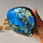 Gemstone Purple Labradorite Heart Palm Stone – Intuition, Protection &amp; Mystical Power