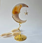 XL Gemstone Moss Agate Moon on Stand (Druzy &amp; Patterns) #158 - 400g 12,7cm
