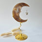 XL Gemstone Moss Agate Moon on Stand (Druzy &amp; Patterns) #158 - 400g 12,7cm