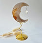 XL Gemstone Moss Agate Moon on Stand (Druzy &amp; Patterns) #158 - 400g 12,7cm
