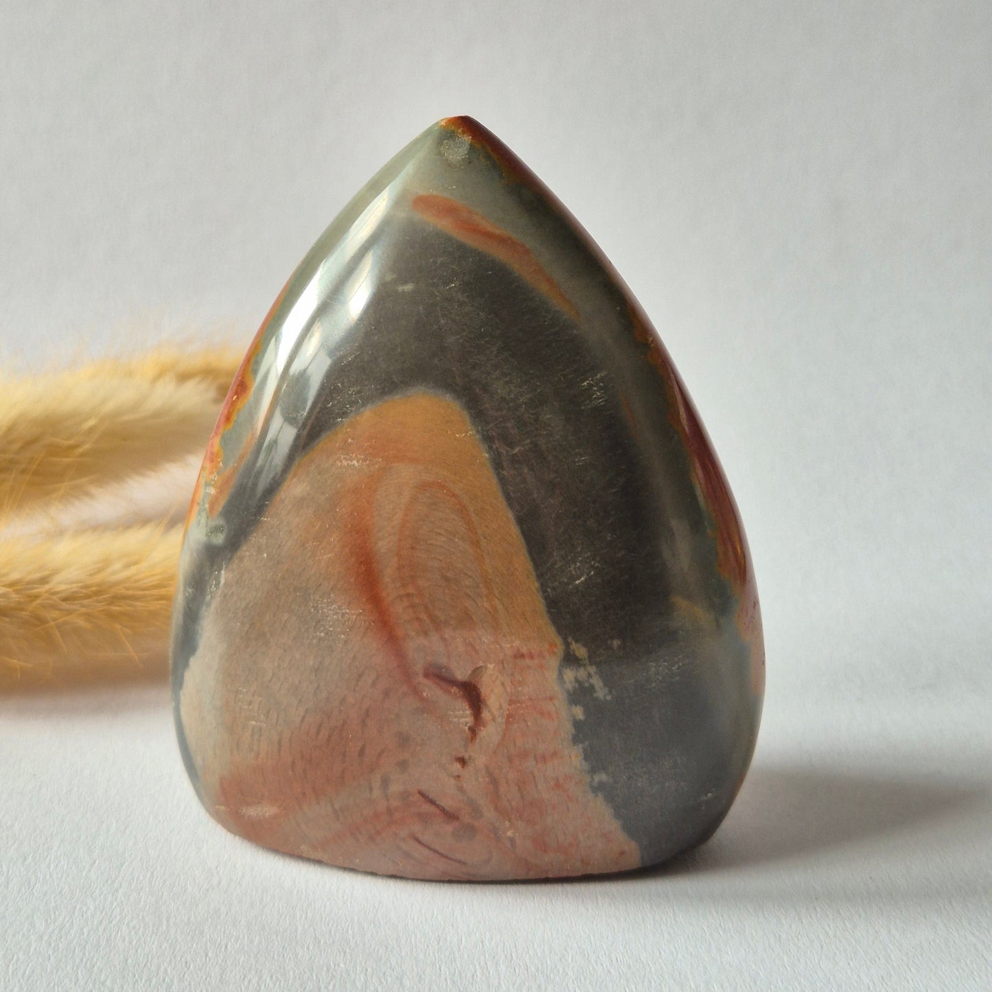 Ocean Jasper Polychroom Edelsteen Flame 253g – Rood Oranje Uniek Patroon