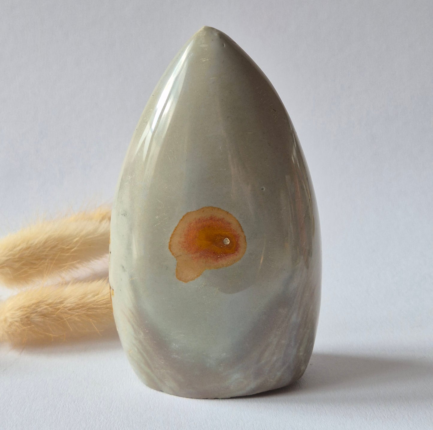 Ocean Jasper Polychroom Edelsteen Flame 335g – Rood Oranje Uniek Patroon