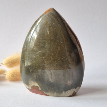 Ocean Jasper Polychroom Edelsteen Flame 591g – Rood Oranje Uniek Patroon