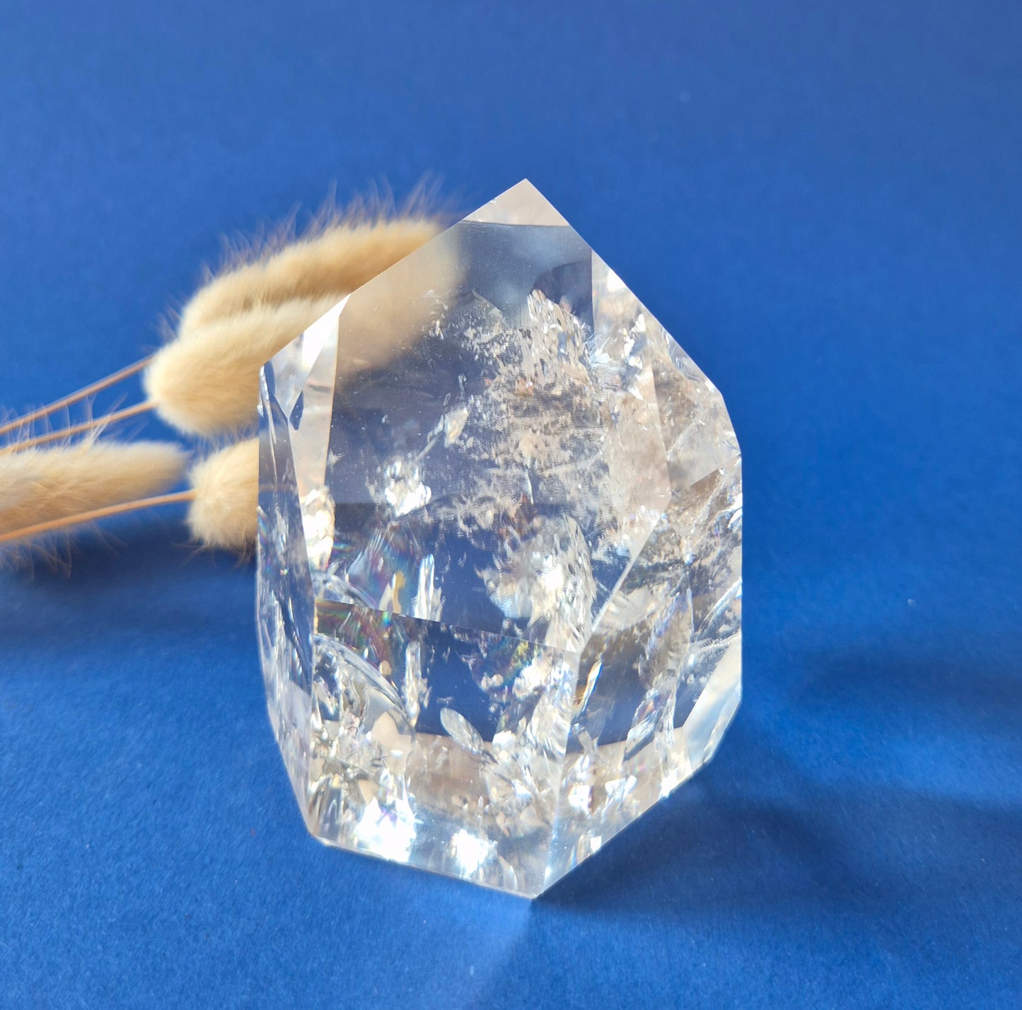 Premium Bergkristal Punt met Regenboog 364g – Clear Quartz Brazilië