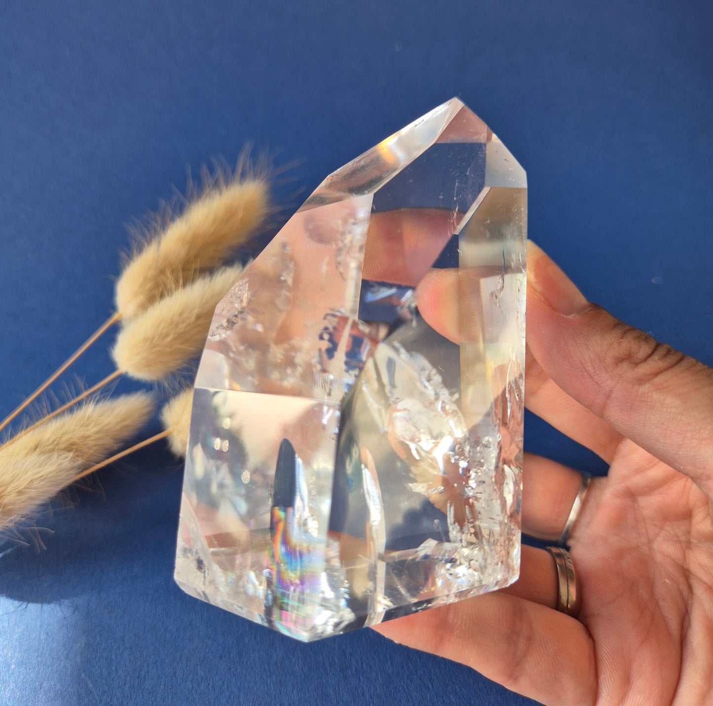 Premium Bergkristal Punt met Regenboog 342g – Clear Quartz Brazilië