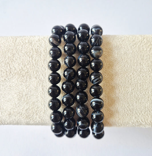 Edelsteinarmband mit 8mm runden Perlen - Indischer Achat