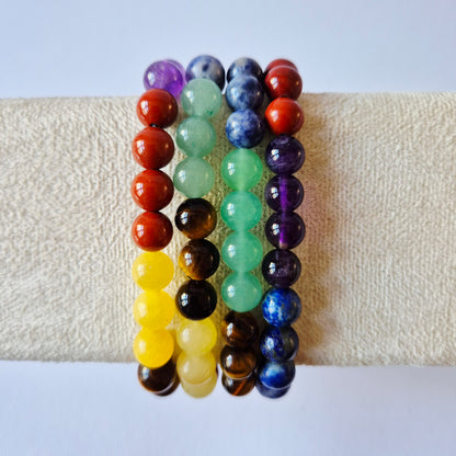 Gemstone bracelet with 8mm beads - Red Tiger Eye