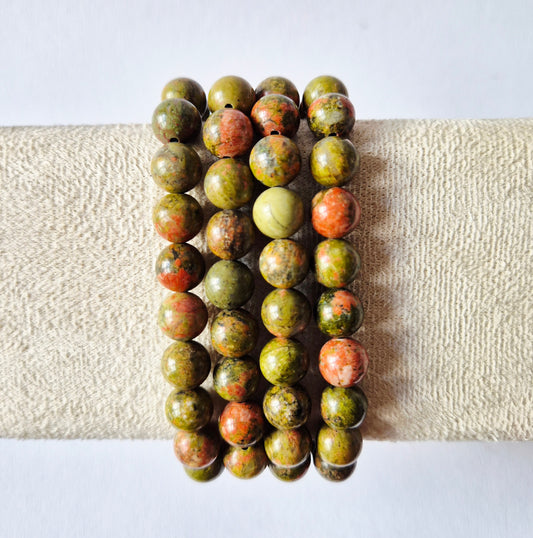 Gemstone bracelet with 8mm beads - Red Tiger Eye