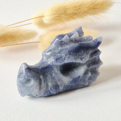 Blauwe Aventurijn Dragon Skull – 6 cm (Halloween collectie)
