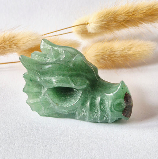 Groene Aventurijn Dragon Skull – 6 cm (Halloween collectie)