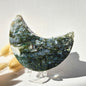 Gemstone Moss Agate Moon on Stand (Druzy &amp; Patterns) Agate - #72 10cm