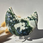 Gemstone Moss Agate Moon on Stand (Druzy &amp; Patterns) Agate - #72 10cm