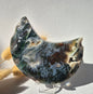 Gemstone Moss Agate Moon on Stand (Druzy &amp; Patterns) Agate - #72 10cm