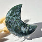 Gemstone Moss Agate Moon on Stand (Druzy &amp; Patterns) Agate - #72 10cm