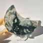 Gemstone Moss Agate Moon on Stand (Druzy &amp; Patterns) Agate - #72 10cm