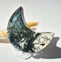 Gemstone Moss Agate Moon on Stand (Druzy &amp; Patterns) Agate - #72 10cm