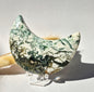Gemstone Moss Agate Moon on Stand (Druzy &amp; Patterns) Agate - #72 10cm