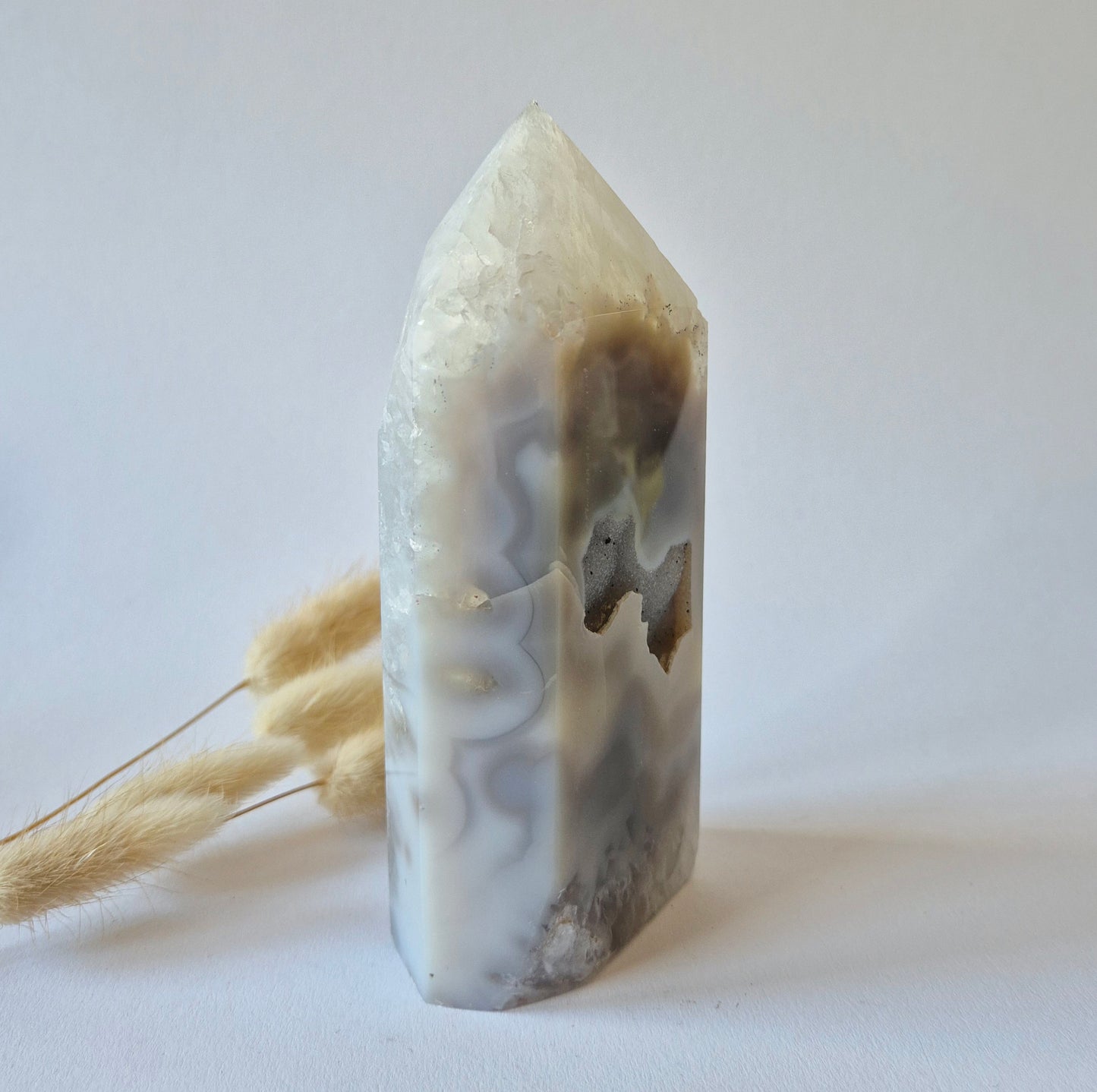 Druzy Agaat Toren uit Uruguay 616 gram | Natuurlijke Geode Edelsteen