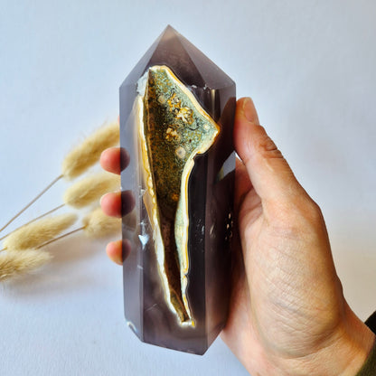 Druzy Agate - Teardrop Drop Standing Gemstone Crystal - C. 158gram